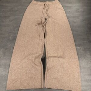 Wishlist Knit Pants Women Medium Tan Brown Wide Leg Drawstring Lounge Yoga Gym